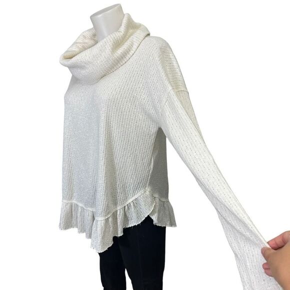 ANTHROPOLOGIE Maeve Addie Hacci Pullover Knit Sweater Ruffled Hem size XS - Picture 3 of 9